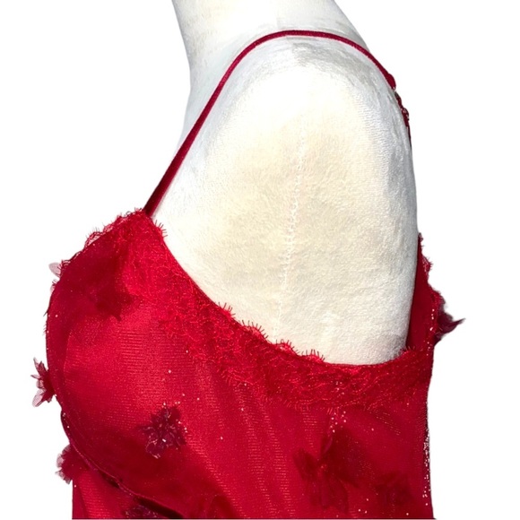 MARCHESA Evening Gown notte wine floral appliqué trumpet gown dress 16 - Picture 8 of 16